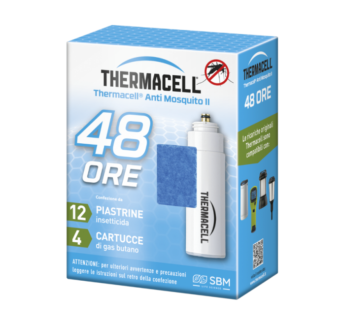 THERMACELL KIT RICARICA BUTANO 4 CARTUCCE e 12 PIASTRINE 48H PER DISPOSITIVO ANTI ZANZARE