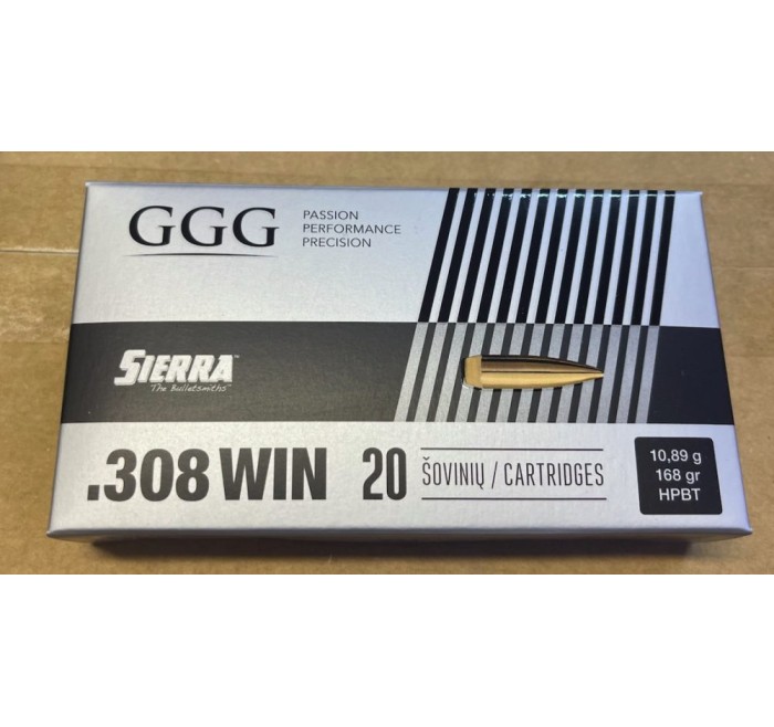 GGG CARTUCCE CAL. 308WIN 168grs SIERRA MATCHKING HPBT *Conf. da 20pz* 