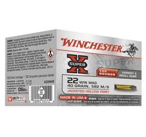 WINCHESTER CARTUCCE SUPER-X CAL 22WIN MAG JHP 40grs *Conf. da 150pz* 