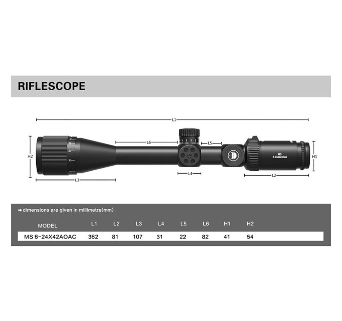 DISCOVERY OPTICS OTTICA MS 6-24x42 AO IR ANELLI 11mm CANNOCCHIALE