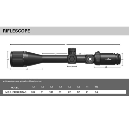 DISCOVERY OPTICS OTTICA MS 6-24x42 AO IR ANELLI 11mm CANNOCCHIALE