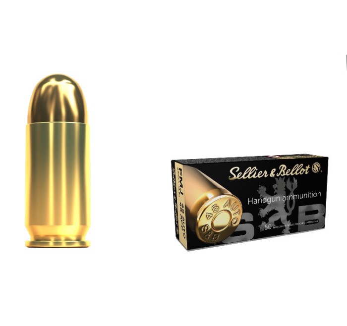 SELLIER & BELLOT CARTUCCE CAL 45 ACP FMJ 230grs *Conf. da 50pz* 