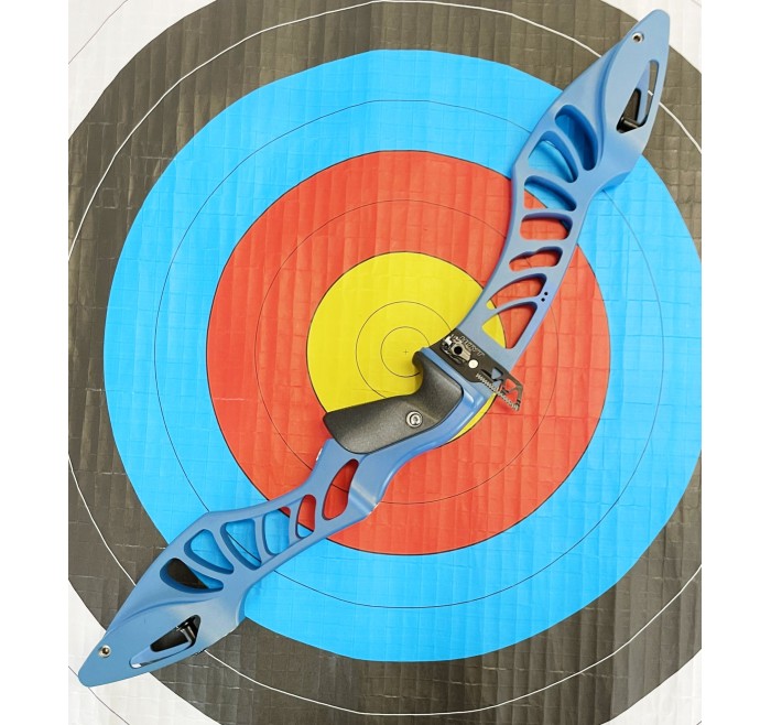 *USATO* HOYT RISER XCEED BLU LH (sinistro) - con REST SHIBUYA, GRIP R-CORE E 2 GRIP ORIGINALI SCORTA - COME NUOVO