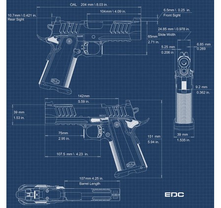 BUL PISTOLA EDC CAL 9x19 9 LUGER 4.25" BLACK 