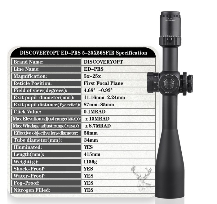 DISCOVERY OPTICS OTTICA 5-25x56 SF IR ED AO 34mm CANNOCCHIALE