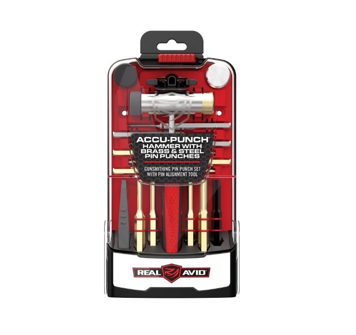 REAL AVID SET MARTELLO E PUNZONI CACCIASPINE AVHPS ACCU-PUNCH HAMMER & PUNCHES IN OTTONE