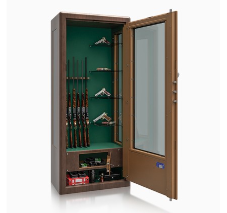 METALK ARMADIO BLINDATO ALLODOLA 7 POSTI e 4 RIPIANI IN VETRO WOOD LINE