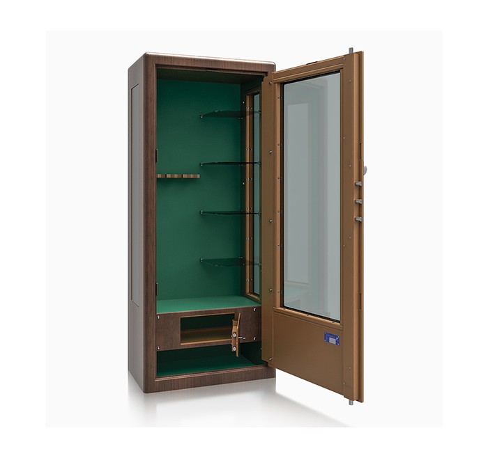 METALK ARMADIO BLINDATO ALLODOLA 7 POSTI e 4 RIPIANI IN VETRO WOOD LINE