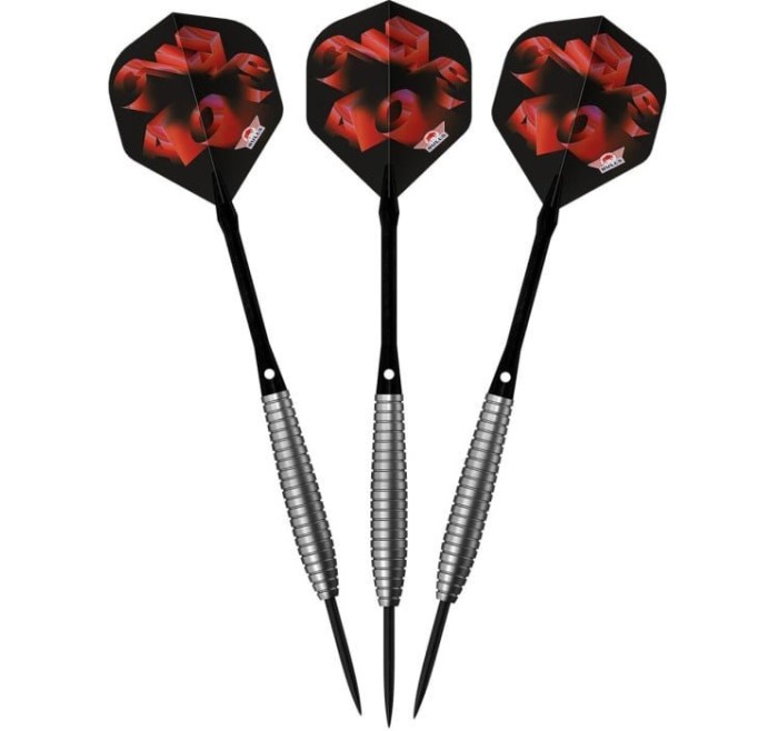 FRECCETTE PUNTA ACCIAIO IN TUNGSTENO 90% BULL'S CHAOS RED 22 gr.