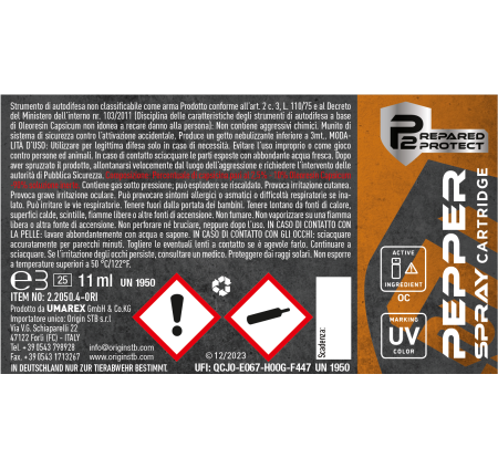 UMAREX RICARICA PER SPRAY ANTIAGGRESSIONE AL PEPERONCINO PGS PDP WALTHER 