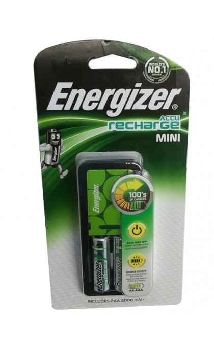 ENERGIZER CARICA BATTERIE CH2PC3 MINI EU con 2 BATTERIE AA POWER PLUS 2000mAh 