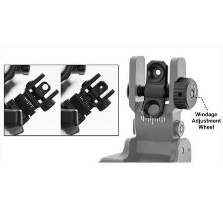 UTG MIRINO POSTERIORE FLIP UP INCLINATO 45° PER AR15 PICATINNY