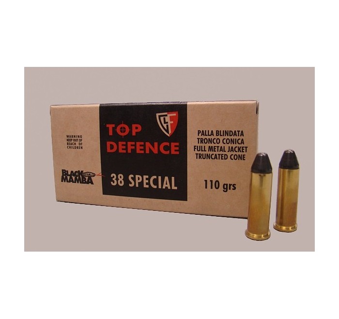 FIOCCHI CARTUCCE CAL. 38 S&W SPECIAL FMJTC BLACK MAMBA 110grs *Conf. da 50pz* 