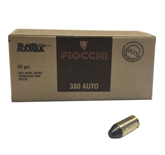FIOCCHI CARTUCCE CAL. 380 AUTO FMJTC BLACK MAMBA 85grs *Conf. da 50pz* 