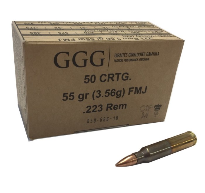 GGG CARTUCCE CAL. 223REM 55grs FMJ *Conf. da 50pz* 