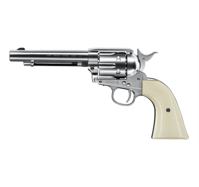 UMAREX COLT PISTOLA/REVOLVER SAA 45 PEACEMAKER CO2 PELLET NICHELATA -7,5J CAL. 4,5 C.N. 653 