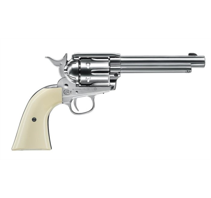 UMAREX COLT PISTOLA/REVOLVER SAA 45 PEACEMAKER CO2 PELLET NICHELATA -7,5J CAL. 4,5 C.N. 653 