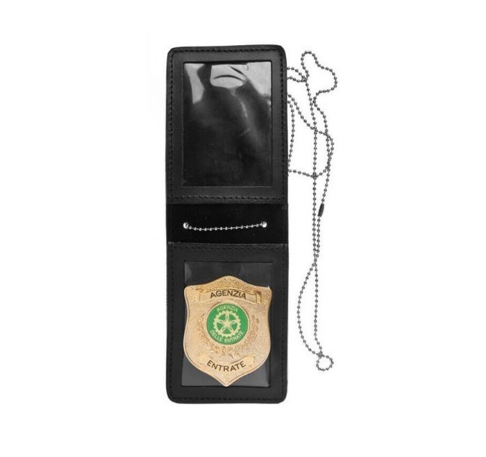 VEGA PORTA PLACCA IN PELLE VERTICALE NERO