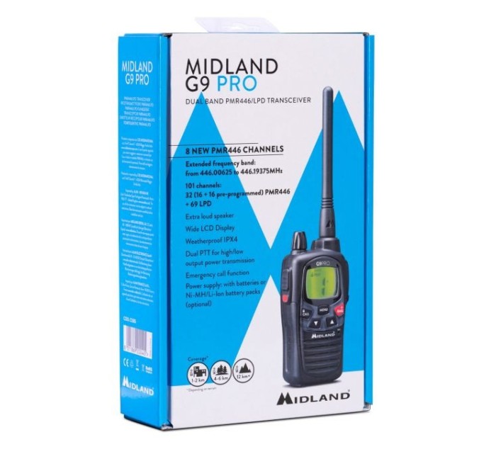 MIDLAND RADIO G9 PRO CON CARICATORE DA TAVOLO e 4 BATTERIE