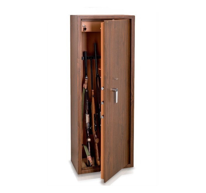 TECHNOMAX ARMADIO PORTAFUCILI A CHIAVE PER 10 ARMI COLOR LEGNO