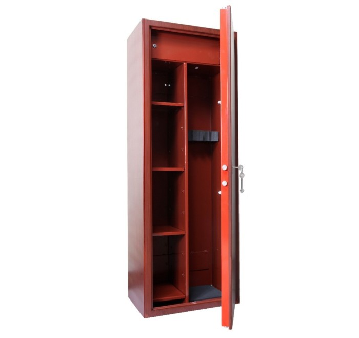 VIRO ARMADIO MODULARE PORTAFUCILI E PORTAOGGETTI 5 FUCILI E 4 RIPIANI EFFETTO LEGNO