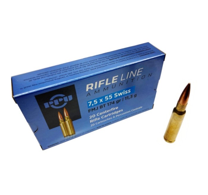 PPU PARTIZAN CARTUCCE CAL. 7.5x55 SWISS FMJ BT 174grs *Conf. da 20pz*