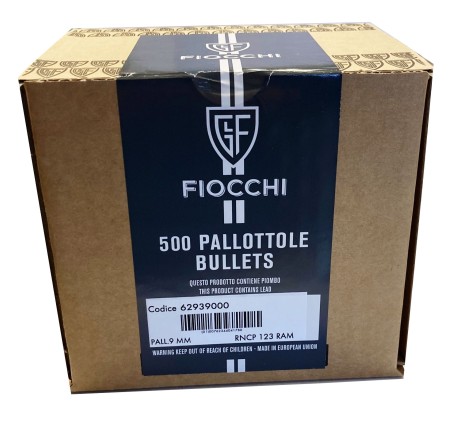 FIOCCHI PALLE Cal. 9mm RAMATE RNCP 123grs .356" *Conf. da 500pz* x 4 scatole