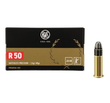 RWS CARTUCCE CAL .22LR R50 SUPER MATCH 40grs *Conf. da 50pz* 