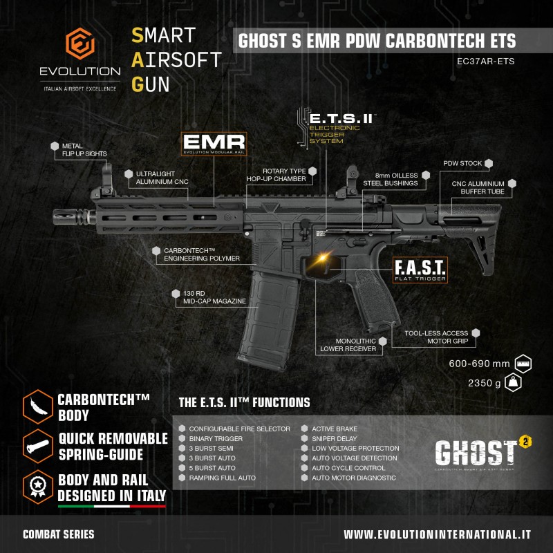 EVOLUTION FUCILE SOFTAIR GHOST S EMR PDW CARBONTECH ETS