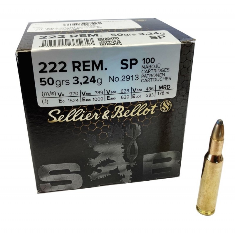 SELLIER & BELLOT CARTUCCE CAL. 222 REM SP 50grs *Conf. da 100pz*
