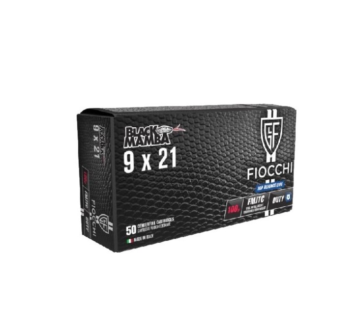 FIOCCHI CARTUCCE CAL. 9x21 FMJ BLACK MAMBA 100grs *Conf. da 50pz* 