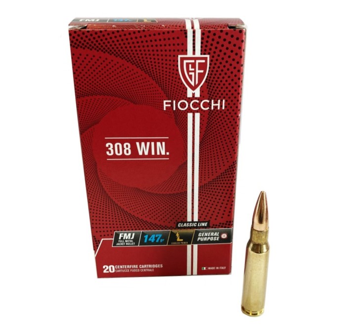FIOCCHI CARTUCCE CAL. 308 WIN 147grs FMJ *Conf. da 20pz*