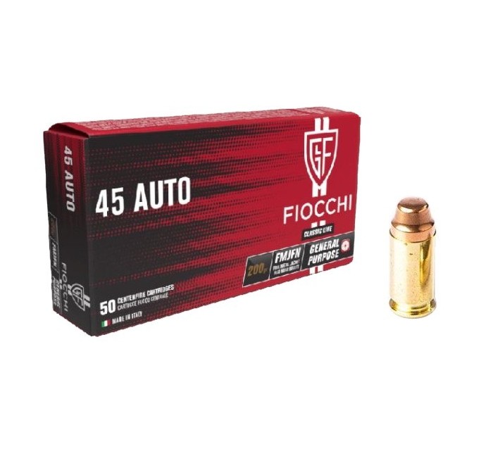 FIOCCHI CARTUCCE CAL. 45 ACP FN FMJ 200grs *Conf. da 50pz*