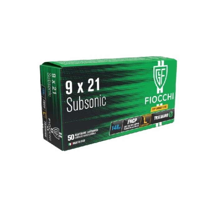FIOCCHI CARTUCCE CAL. 9x21 IMI TCCP LL 148grs SUBSONICHE *Conf. da 50pz* 