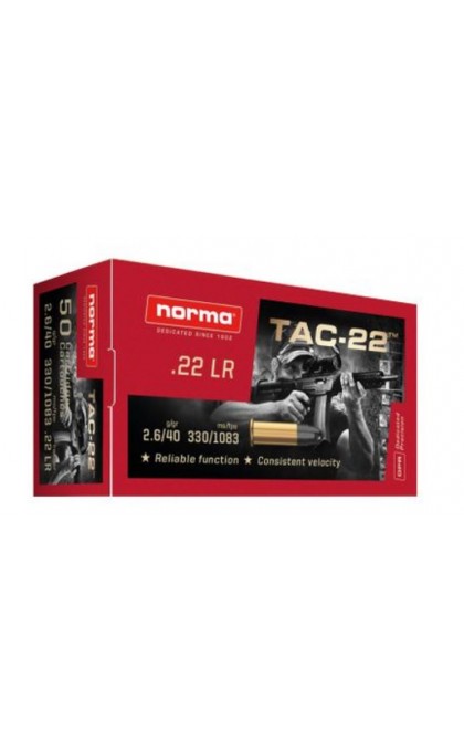 NORMA CARTUCCE CAL .22LR TAC-22 40grs *Conf. da 50pz*