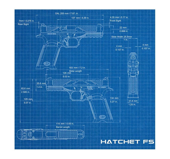BUL PISTOLA AXE C HATCHET CAL 9x19 9 LUGER 4.49" BLACK 15C 