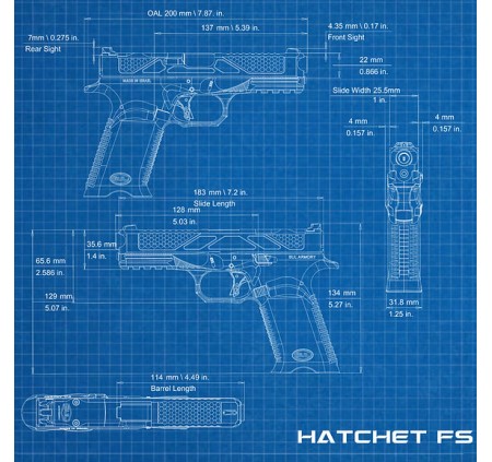 BUL PISTOLA AXE C HATCHET CAL 9x19 9 LUGER 4.49" BLACK 15C 