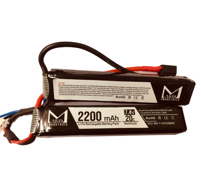 MAKO BATTERIA LIPO 7.4V 2200MAH 20C DUAL - CONNETTORE T-PLUG (MO-7.4X2200NC)